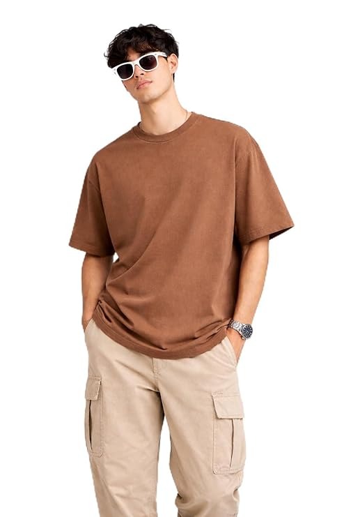 Plain Mens Tshirt Brown-XXL