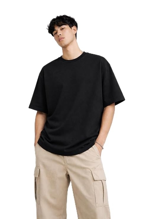 Plain Mens Tshirt Black-XL