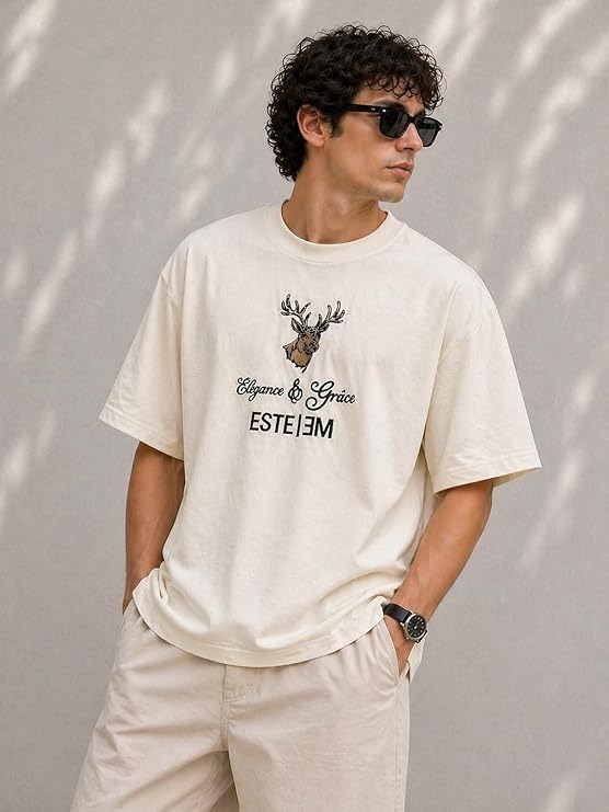 Embroidery Mens Tshirt White-XXL