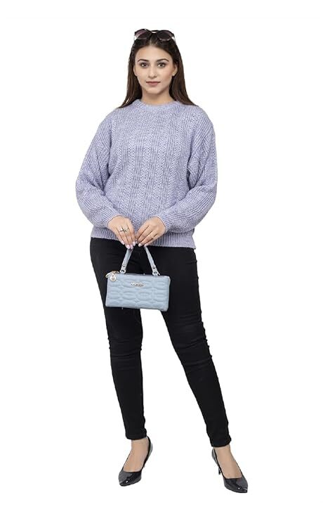 Ladies Casual Cable Knit Winter Sweater for Everyday Wear - Aqua Blue - Size- XXL