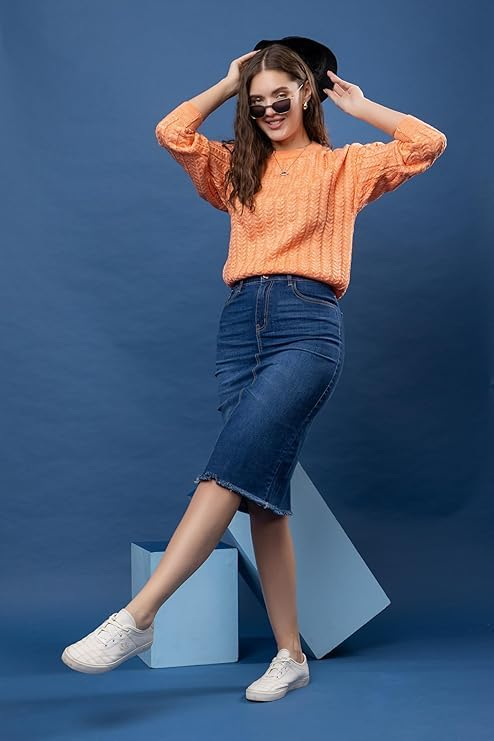 Ladies Soft Knit Winter Sweater for Casual & Everyday Wear- Peach - Size-XXL