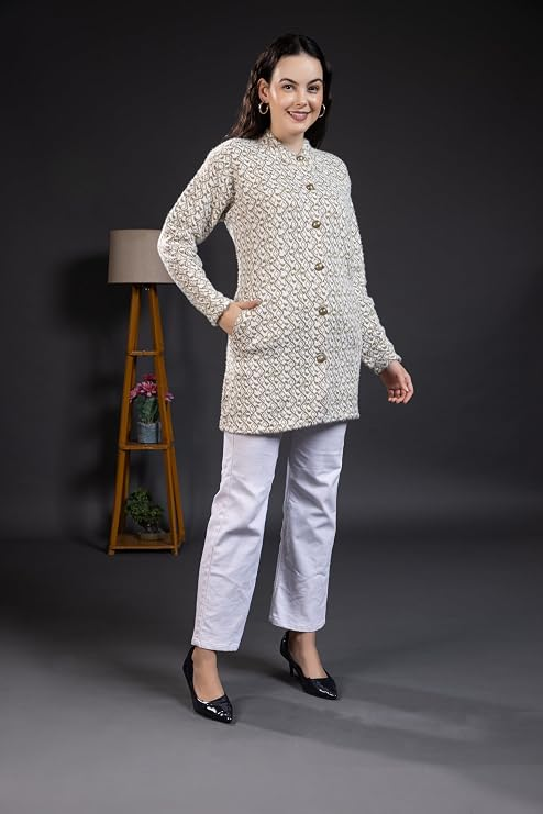 Women’s Knitted Cardigan Sweater | Full Sleeve Button Front Longline Winter Pullover | Soft Textured Casual Sweater for Women | Stylish Round Neck Warm Daily Wear Top | Camel | Size-M