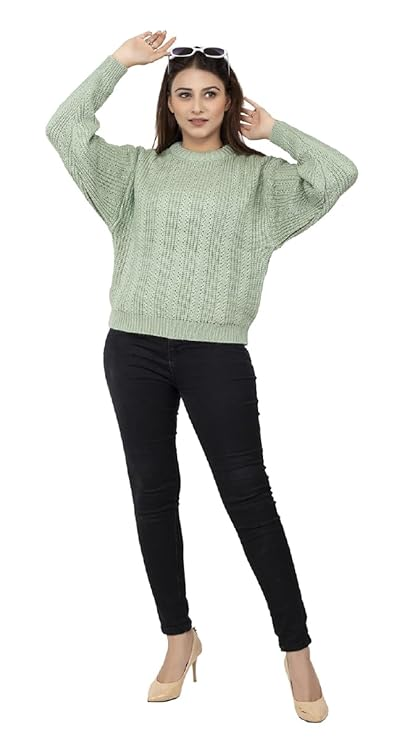 Ladies Casual Cable Knit Winter Sweater for Everyday Wear - Pista- Size- XXL